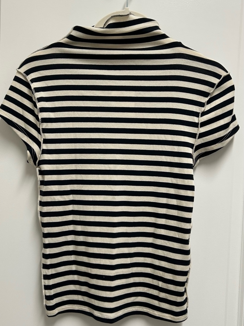 FREE PEOPLE Classic Black and Ivory Striped Women's Mock Turtleneck Size S